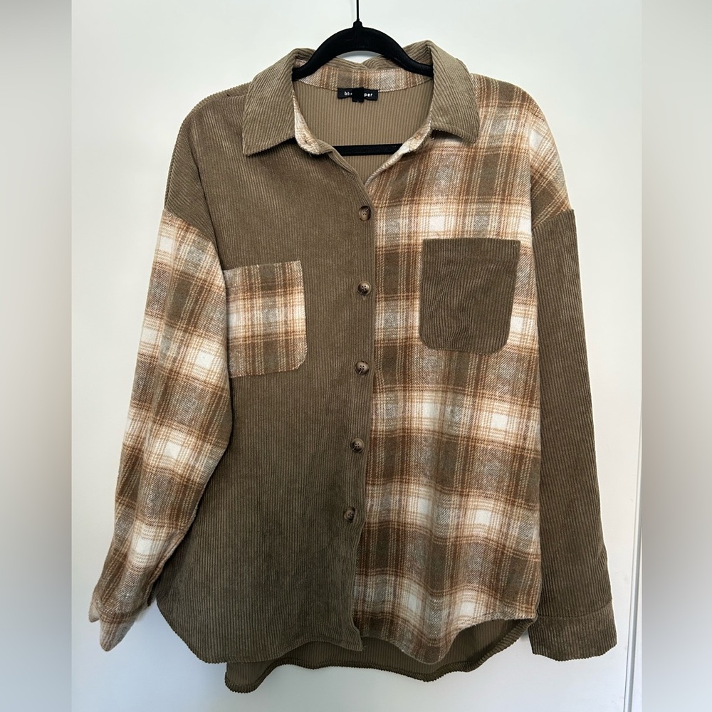 Shacket/Flannel. Half flannel, half corduroy.